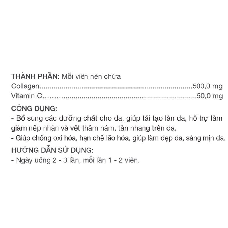 Viên uống Collagen-C giúp sáng da,đẹp tóc, đẹp móng, khoẻ sụn khớp