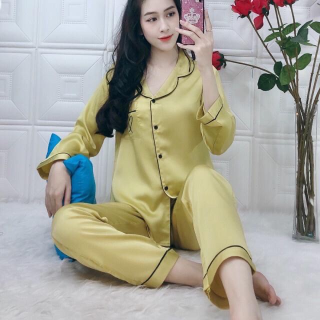 đồ bộ mặc nhà pijama Kate tay dài quần dài cute in hình trái tim mặc ngủ dễ thương 0132