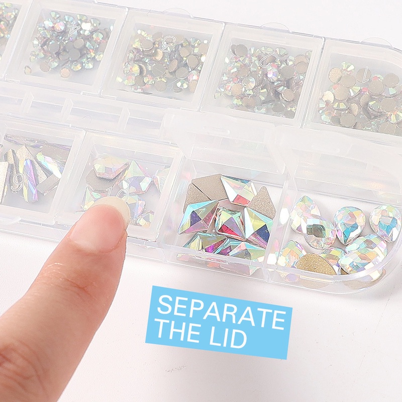 Hộp 12 Hạt Đá 3D Đính Móng Tay Xinh Xắn