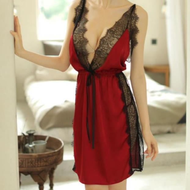 Váy ngủ sexy hai dây satin lụa sang chảnh đồ ngủ lụa satin xẻ lai gợi cảm cao cấp sale giá rẻ AM115096 . 👑 !