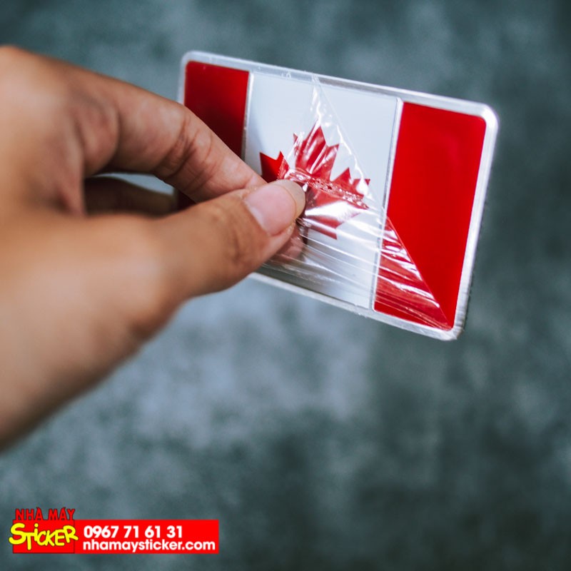 Sticker hình dán metal cờ Canada - Miếng lẻ