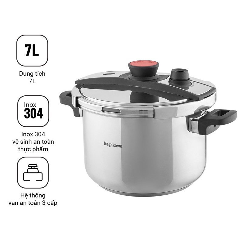 Nồi áp suất từ inox 304 7 lít NAGAKAWA