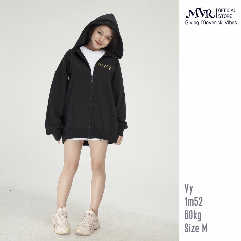 Áo khoác dây kéo zip MVR bigsize 120Kg hoodie chống nắng logo chữ ký Nhũ Vàng Nam Nữ Localbrand MVR25022113