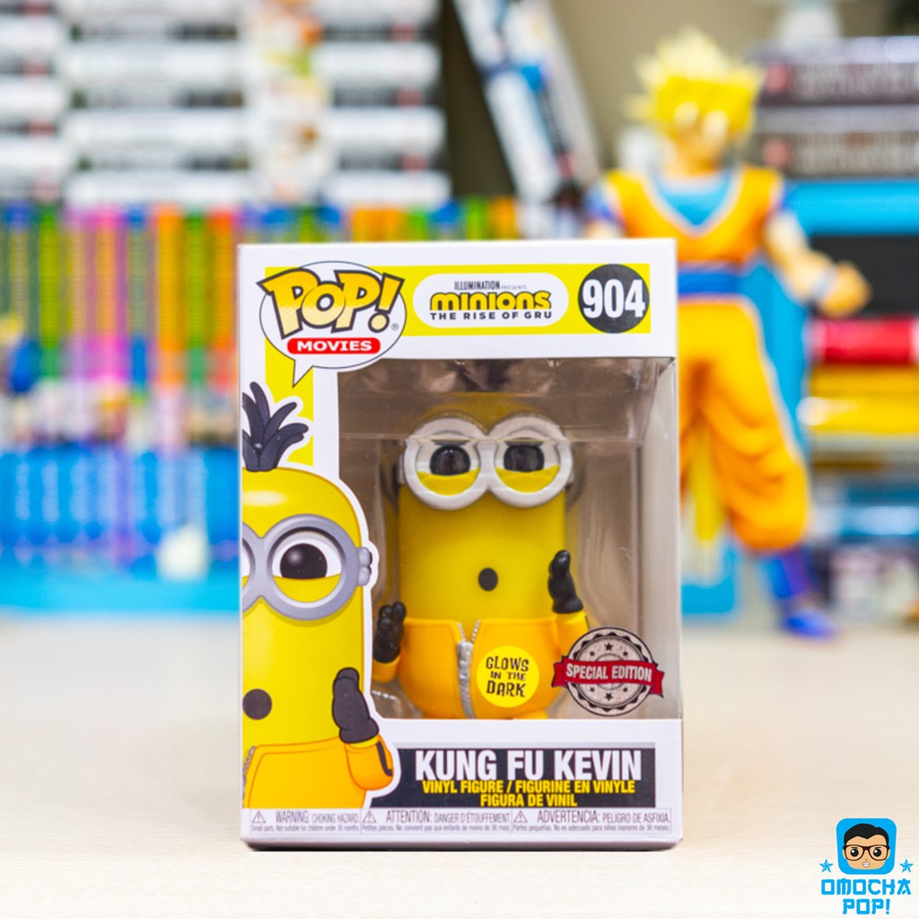 Mô Hình chính hãng Funko Pop Minions: Kung Fu Kevin (glow) tem Special Edition hộp 9/10