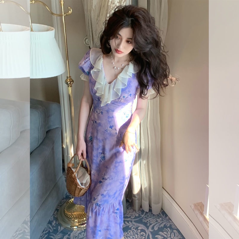 Đầm Midi Màu Tím Dáng Ôm Thời Trang Mùa Hè Xinh Xắn Cho Nữ