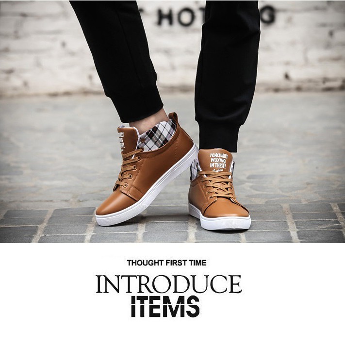 Giày Sneaker Nam Cổ Cao Ladrke Màu Nâu | BigBuy360 - bigbuy360.vn