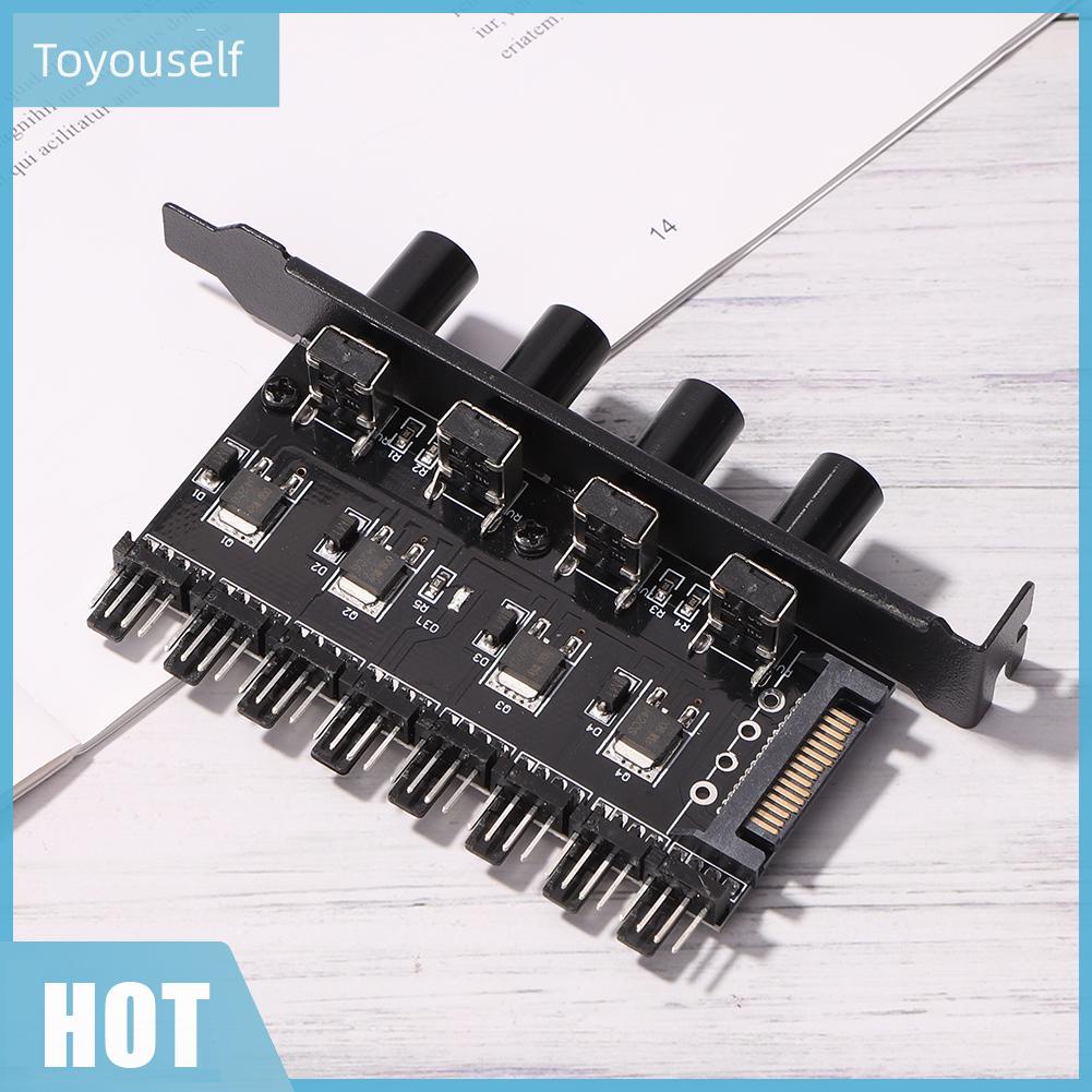 Hub điều chỉnh tốc độ quạt máy tính 12V 8 chiều 4 nút SATA/3Pin☪