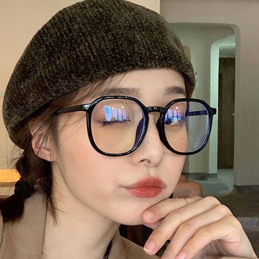 Mắt Kính Chống Bức Xạ Gọng Vuông Màu Đen Phong Cách Hàn Quốc Dành Cho Nữ