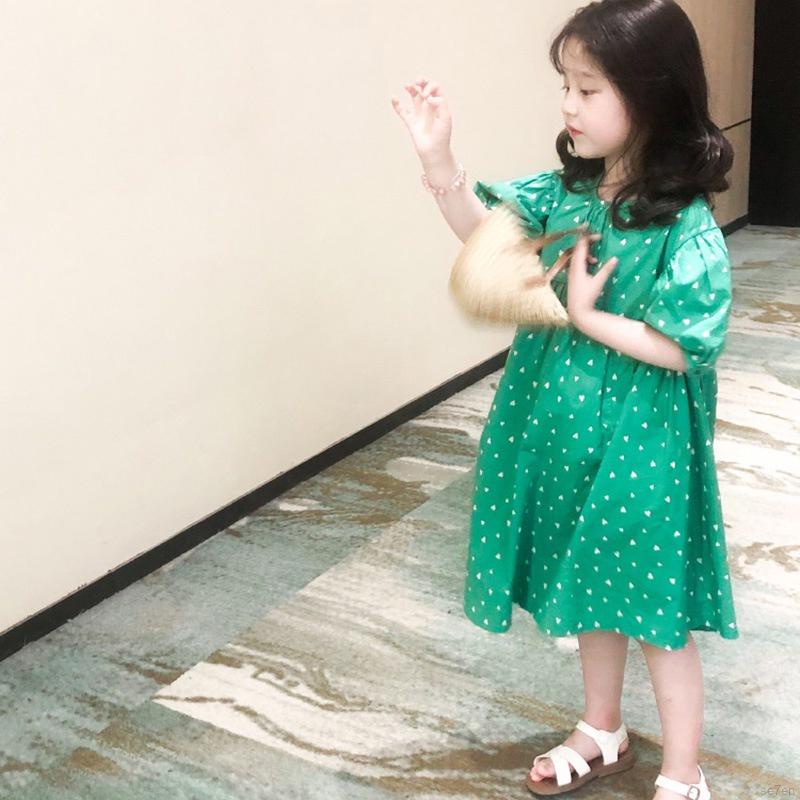 Đầm công chúa tay ngắn cổ tròn se7en phong cách hàn quốc cho bé gái