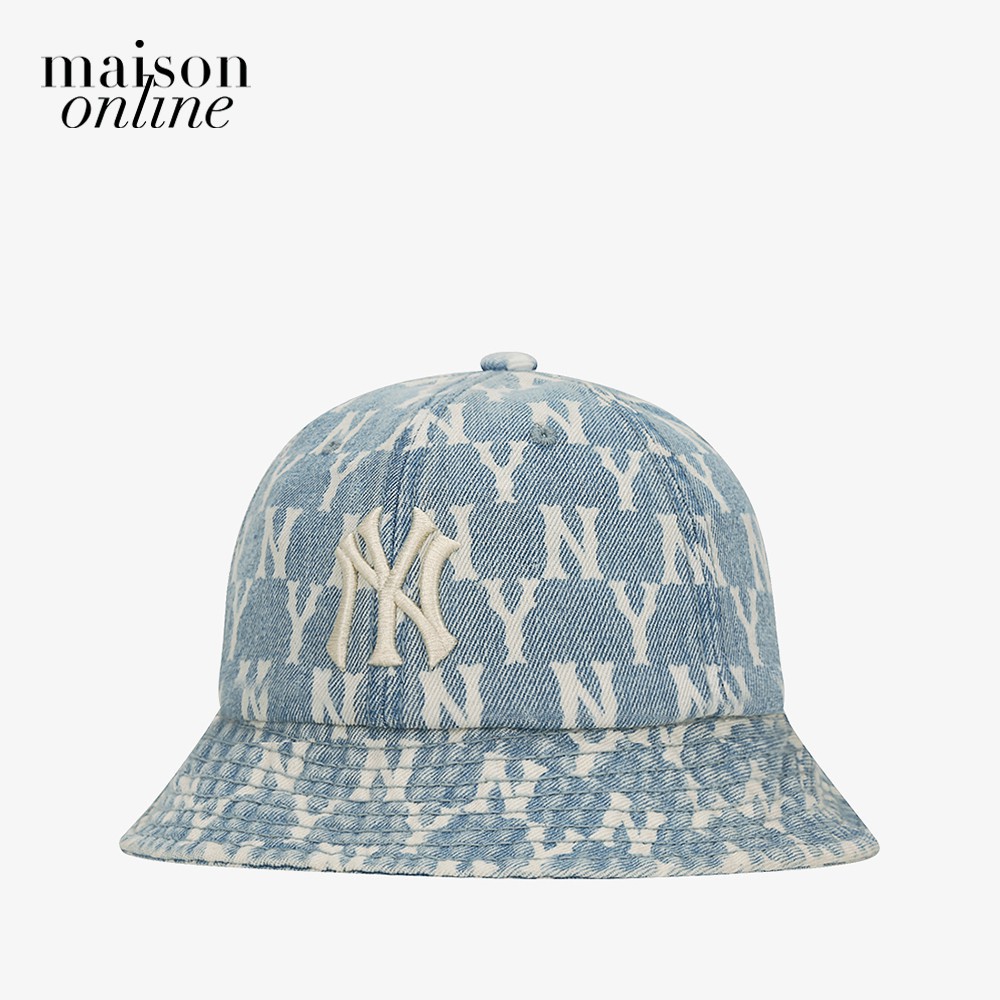 [Mã FASHIONMALLT4 giảm 15% tối đa 30K đơn 150k] MLB - Nón bucket thời trang Monogram Denim Dome 32CPHM011-50U