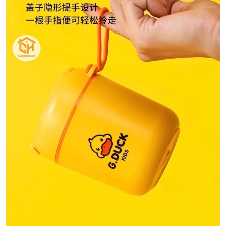 Bình Giữ Nhiệt Vịt Vàng 550ml, Đựng Cơm, Cháo, Giữ Nhiệt Tặng Thìa