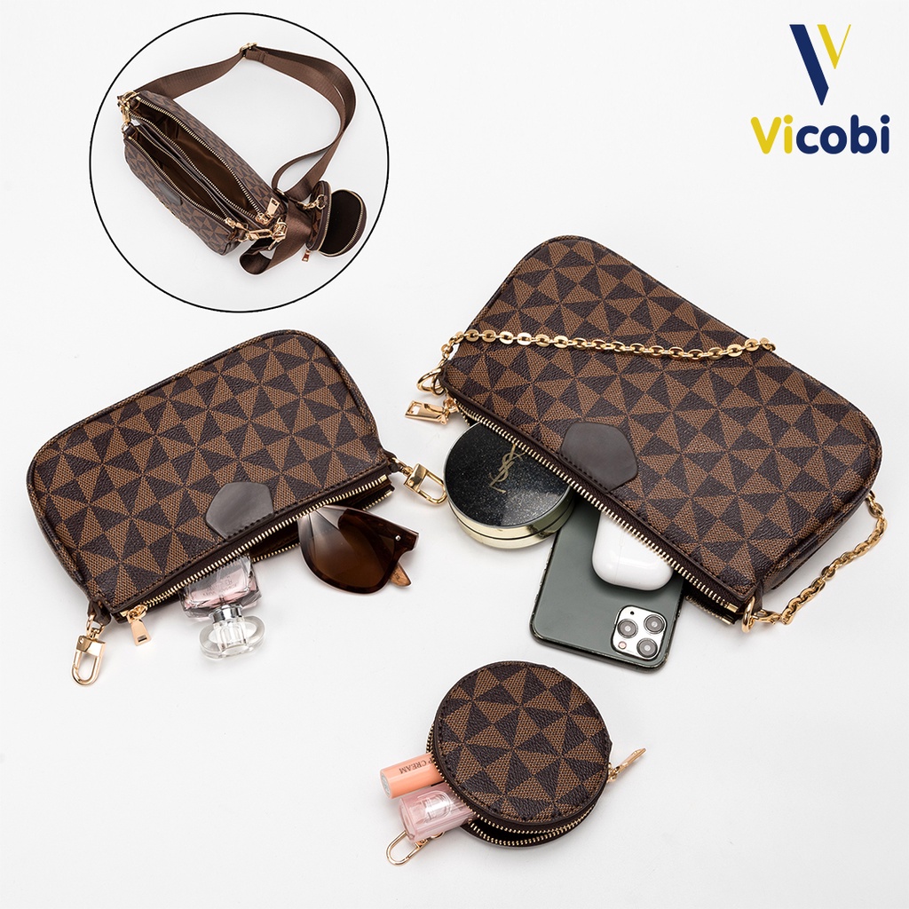 Túi đeo chéo nữ Vicobi V5, họa tiết cá tính có thể đeo vai được rất phù hợp đi chơi, du lịch, cafe, đi làm