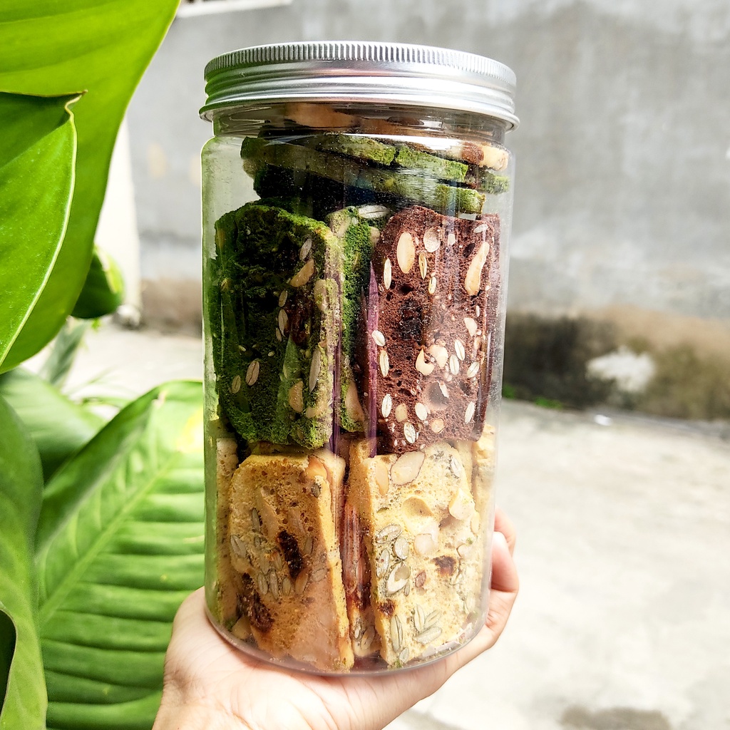 Bánh Biscotti Ăn Kiêng - Bánh Biscotti 3 Vị Macha Chocolate Vani Mix vị Thơm Ngon 400gram