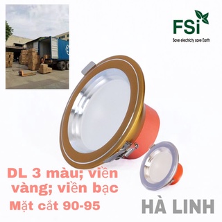 Đèn âm trần led douwlight đèn mắt trâu  7w 3 màu viền vàng viền bạc