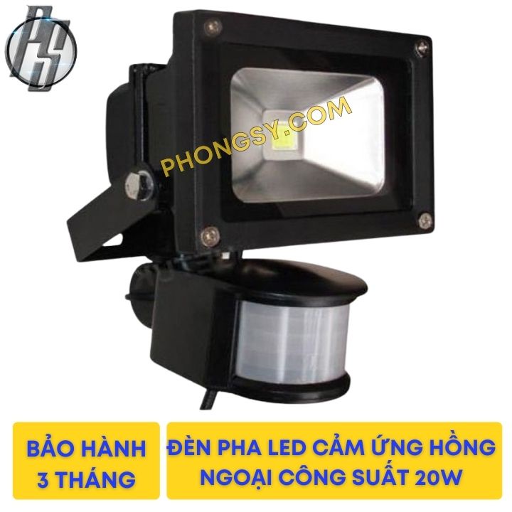 Đèn pha cảm ứng hồng ngoại chống trộm led 20W ánh sáng trắng