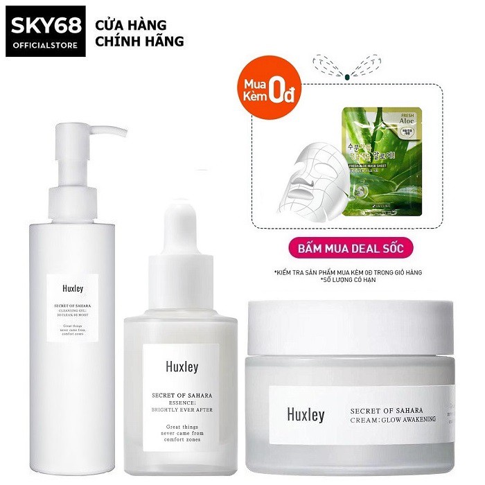 Bộ 3 Sản Phẩm Phục Hồi Dưỡng Trắng Huxley(SRM 200ml+Serum Brightly Ever After 30ml+Kem Glow Awakening 50ml)