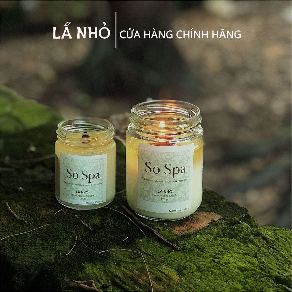 Nến thơm Handmade Candle LÁ NHỎ So Spa (Eucalyptus+Cintronella+Lemon+Peppermint)-Thư giãn - Tươi mới - Trong Lành.