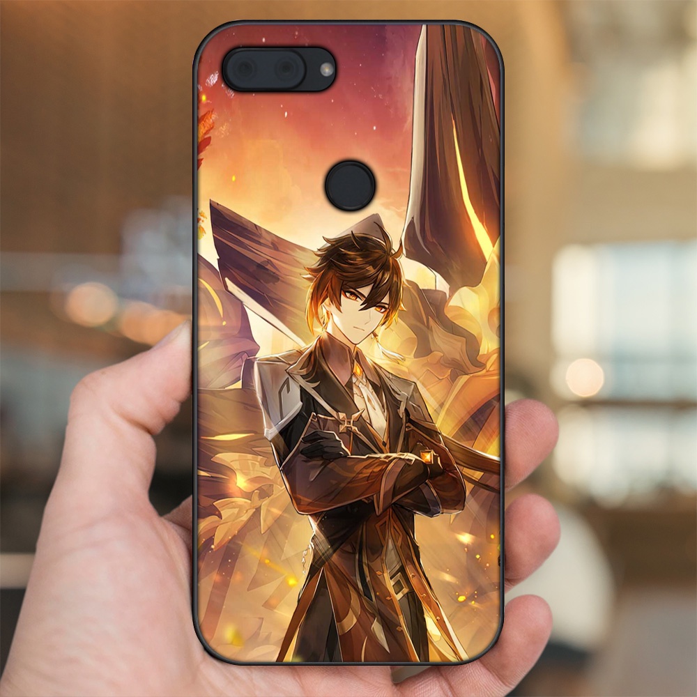 Ốp lưng Xiaomi Mi 8 Lite viền đen in hình Zhongli Genshin Impact