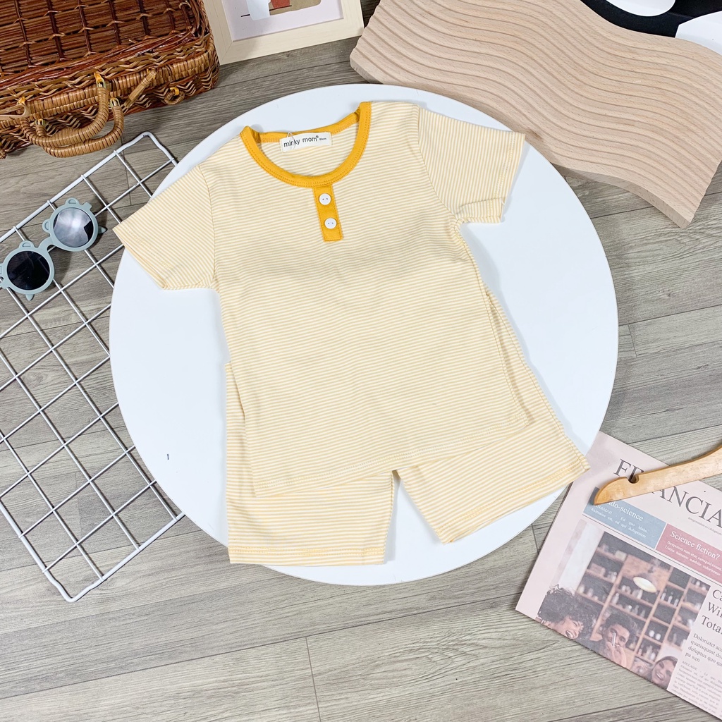 Quần áo cộc tay nam nữ chất cotton hàn, bộ quần áo trẻ em minky mom cho bé trai bé gái-1046