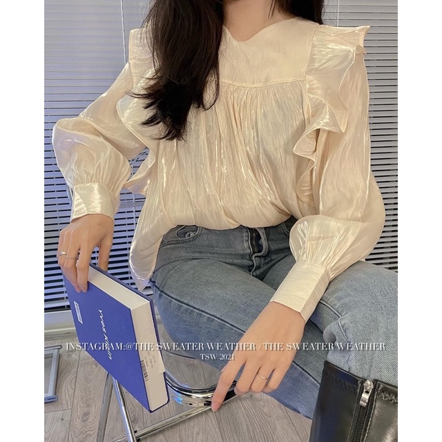 [HÀNG SẴN]ÁO SƠMI TƠ ORGANZA “DAISY” VAI BÈO TIỂU THƯ