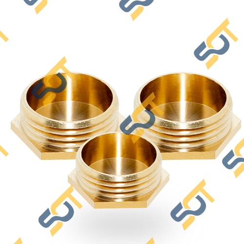 [BỊT REN 34 - 42 - 49 - 60] Nút đầu bịt ren ngoài ngặn chặn dòng chảy &amp; khí nén ren BSP - Đồng Phay (Pipe plug cap male)