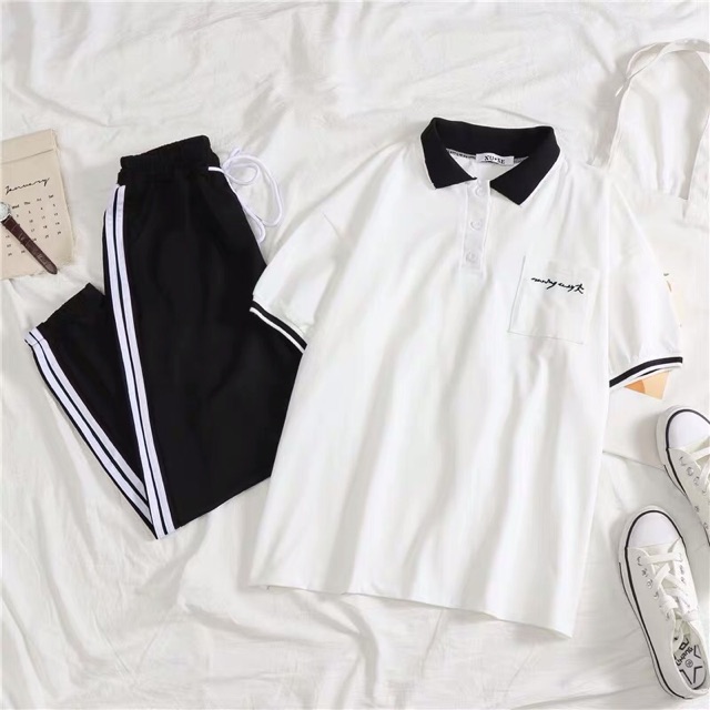 Set áo phông polo kèm quần thể thao | BigBuy360 - bigbuy360.vn