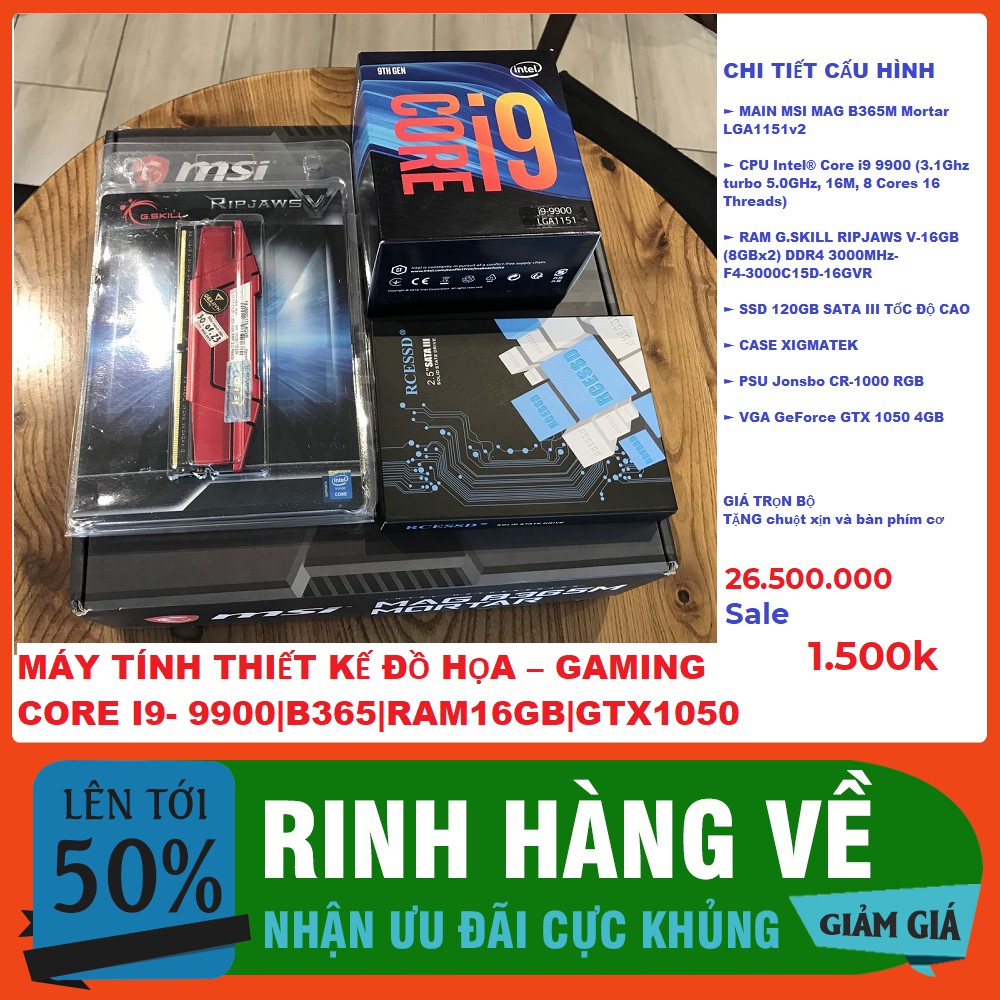 [RẺ SẬP SÀN] Bộ PC i9 cấu hình đồ họa giá rẻ Máy tính bàn I9- 9900/B365/16GB/256G|GTX1050 pc gaming