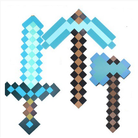 Mô hình mô phỏng thanh kiếm cúp rìu xẻng súng game minecraft kim cương