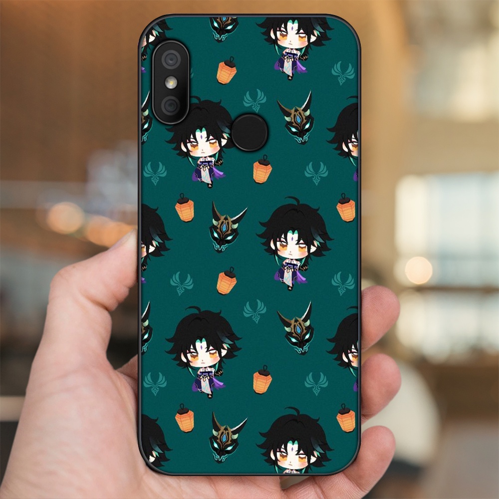 Ốp lưng Xiaomi Redmi 6 Pro, Mi A2 Lite viền đen in hình Xiao Genshin Impact