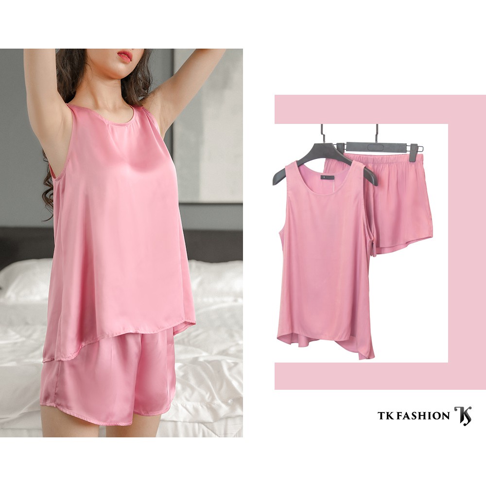 Bộ đồ ngủ nữ mặc nhà Pyjama, set bộ nữ vải lụa hàn cao cấp từ thương hiệu TKFASHION BD12