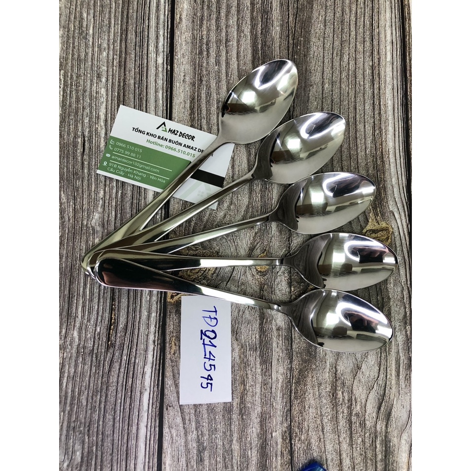 Thìa muỗng ăn chính sang trọng inox cao cấp TD214545 đuôi tròn dành cho phòng ăn gia đình nhà hàng khách sạn