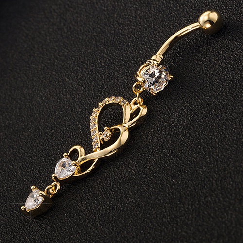 Khuyên rốn dáng dài tạo hình trái tim đính đá thời trang