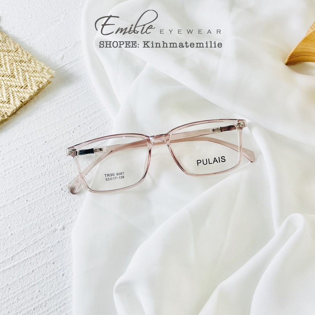Gọng kính nhựa dẻo vuông nam nữ Emilie eyewear phụ kiện thời trang 8087
