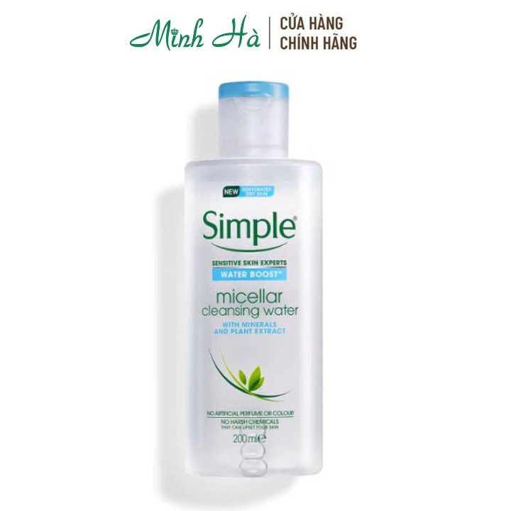 Nước tẩy trang Simple Water Boost Micellar Cleansing Water dưỡng ẩm dành cho da khô