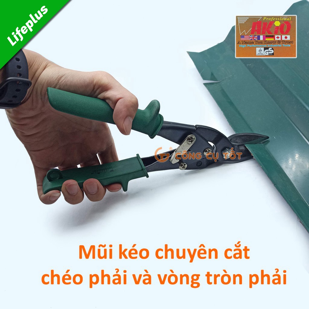 Kéo cắt tôn 250mm Wakio Nhật Bản cắt thép tấp 1.2mm, dây thép 3mm