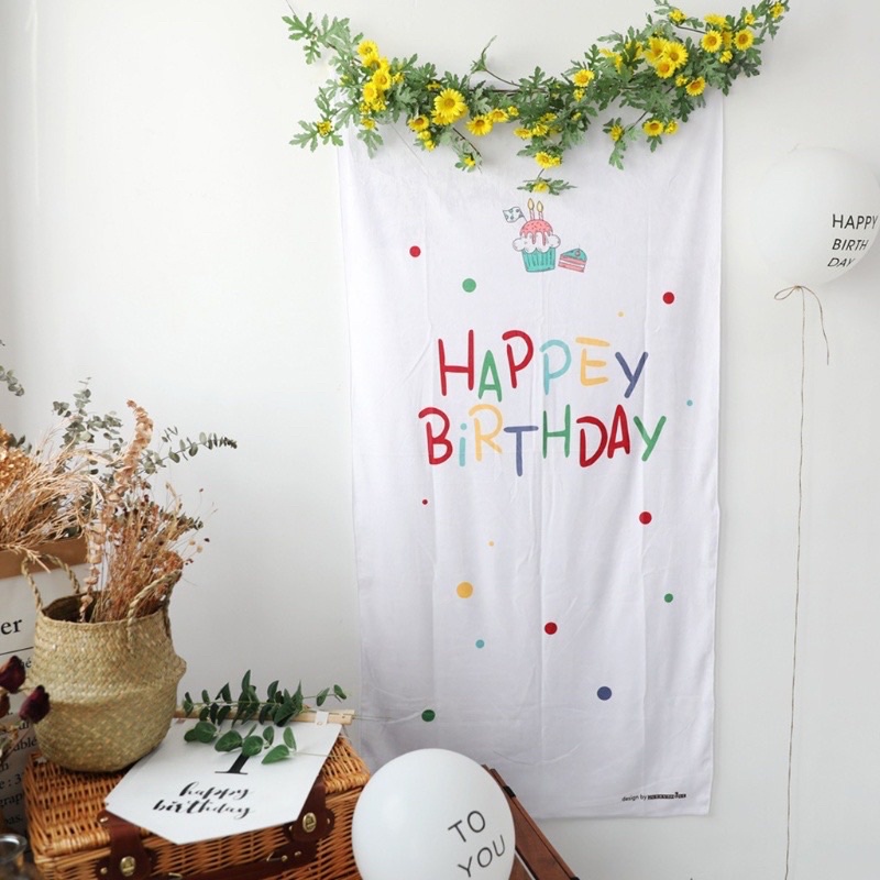 Backdrop phông nền, tranh vải treo tường trang trí sinh nhật phong cách đơn giản basic