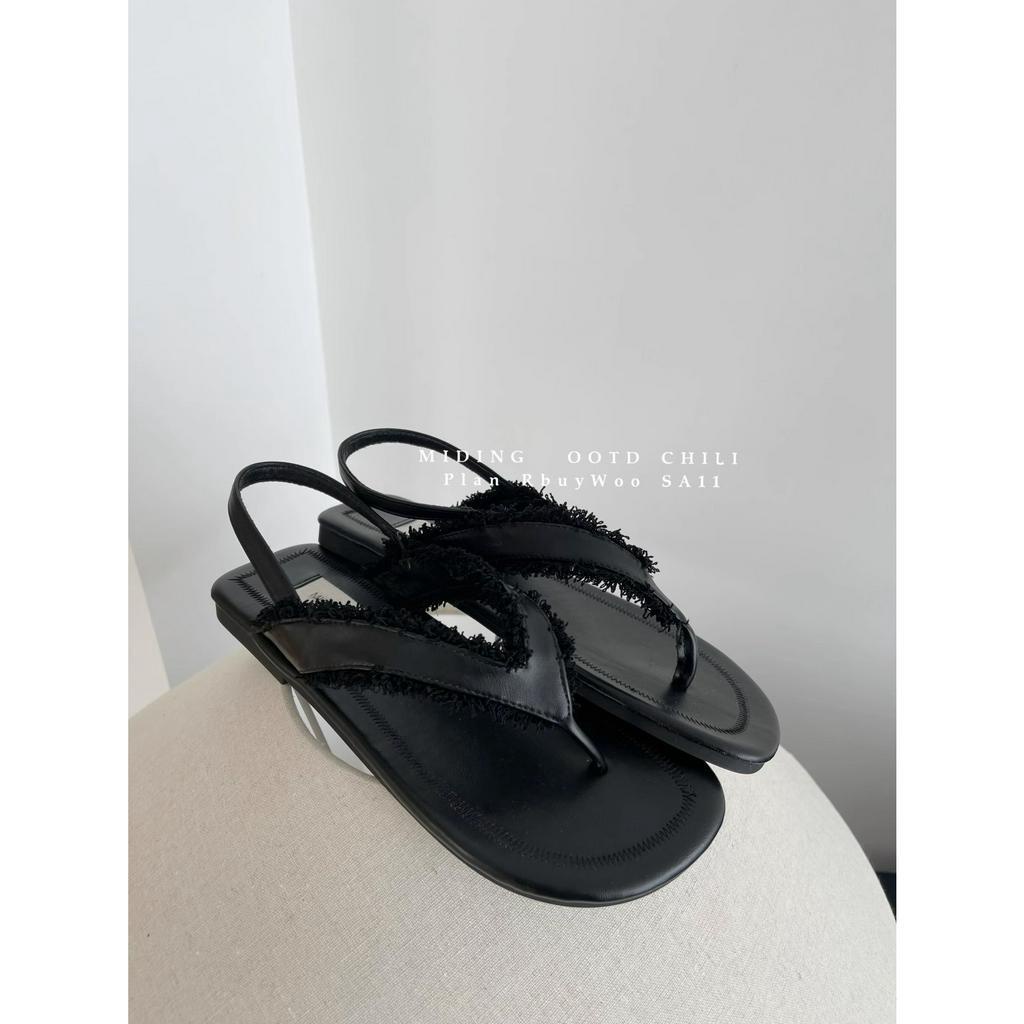 Giày Sandal Hở Ngón Đế Bằng Phối Tua Rua Phong Cách Hàn Quốc Thời Trang Mùa Hè Cho Nữ