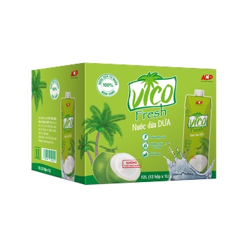 Thùng 12 Hộp Nước Dừa Tươi Vico Fresh 1L - Vị Dừa Dứa