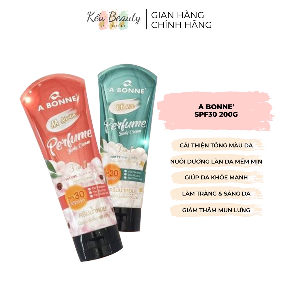 Kem dưỡng toàn thân trắng da chống nắng A Bonne Perfume Body Cream SPF 30 200g