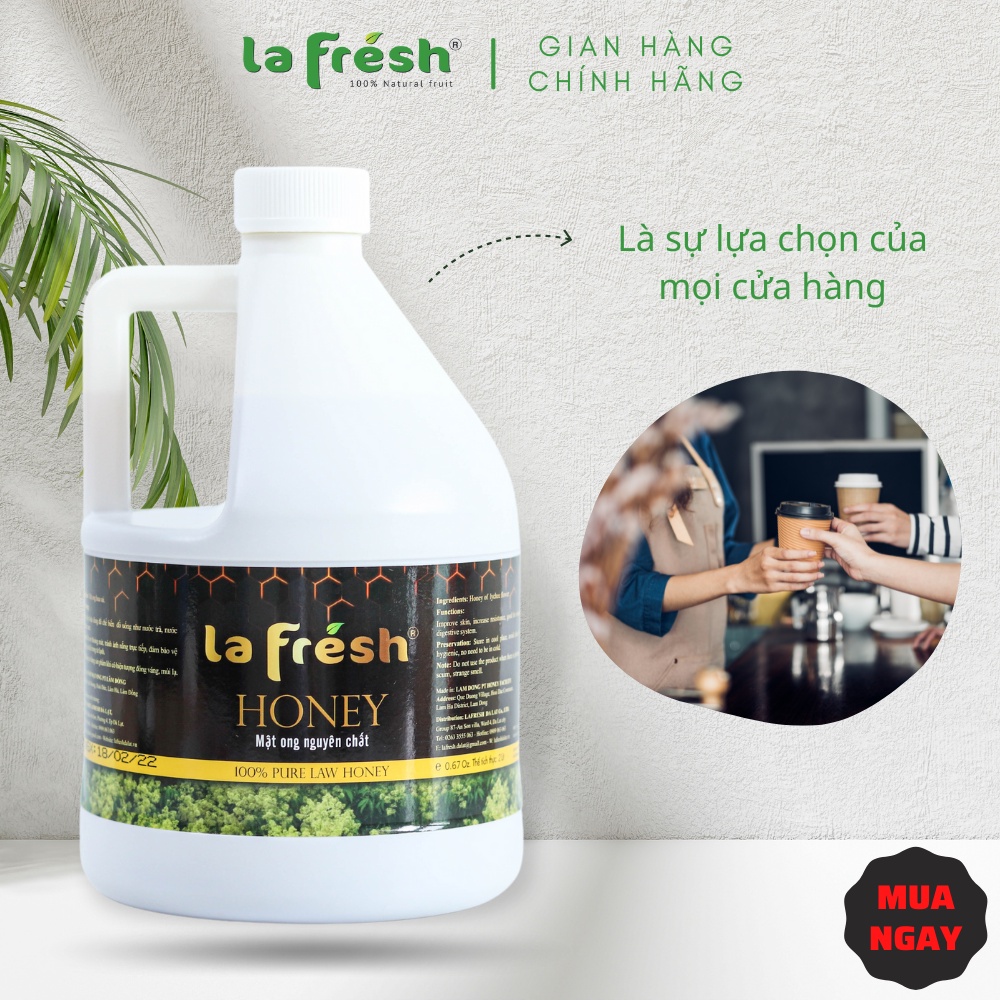 Mật Ong 100% Nguyên Chất Lafresh Đà Lạt Can 2L