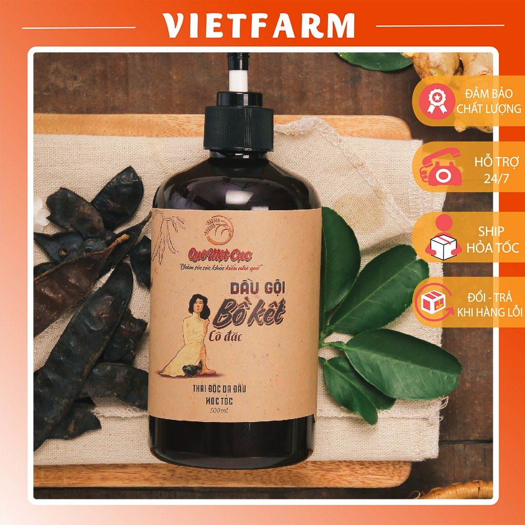 Dầu gội đầu Bồ Kết Cô Đặc hiệu Quê Một Cục No1 trị gàu,rụng (handmade)