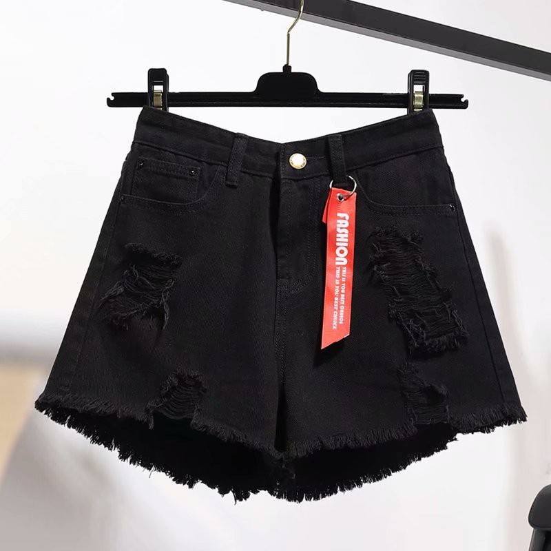 Quần Short Denim Lưng Cao Phối Rách Màu Trắng Thời Trang Mùa Hè Hàn Quốc Mới 2020 Cho Nữ