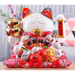 [Big Sale] Mèo Thần Tài Sứ , Mèo May Mắn Maneki Neko 26cm và 33cm . Vẩy Tay Gọi Khách BÁT PHƯƠNG KHAI TÀI
