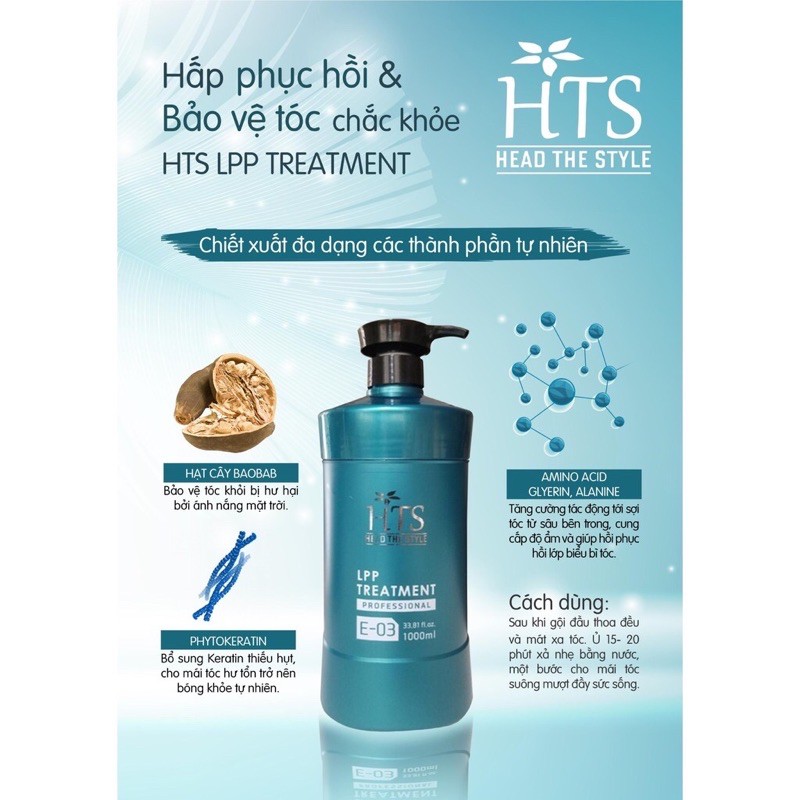 Hấp dầu phục hồi tóc hư tổn HTS  LPP Treatment 1000ml