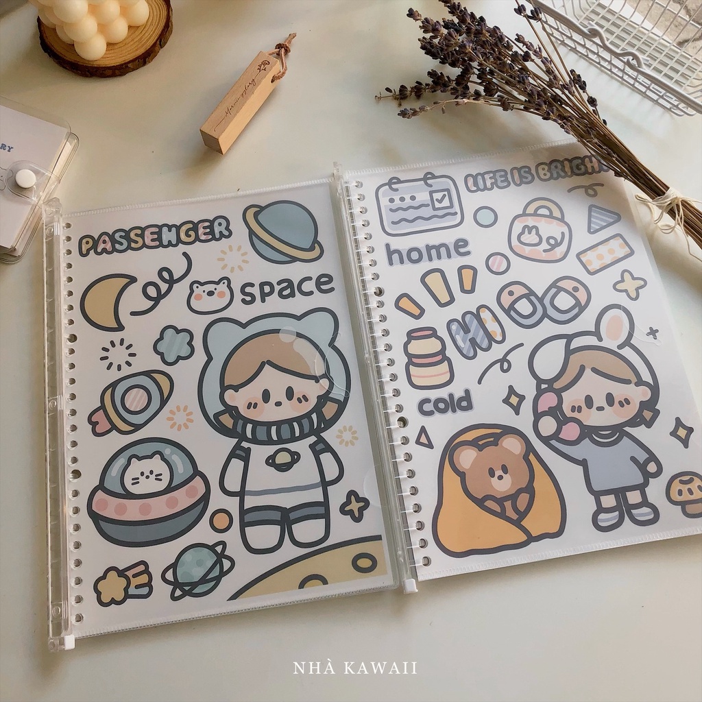 Sổ còng dễ thương Brown Bear &amp; Cream Rabbit, binder take note Telado