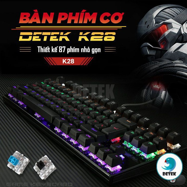 Bàn Phím Cơ Game Thủ K28 Có Đèn LED- tặng kèm kê tay -Xgamingstore - dc3324