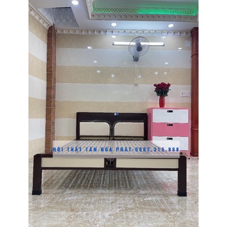 Giường sắt hộp kiểu gỗ 160×200 tân hòa phát