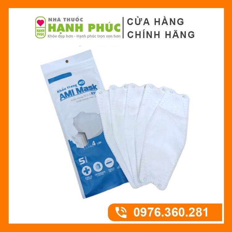 Khẩu Trang Ami 4D KF94 - Kháng Khuẩn Cao Cấp - Túi 10 Chiếc - Hàng Chính Hãng