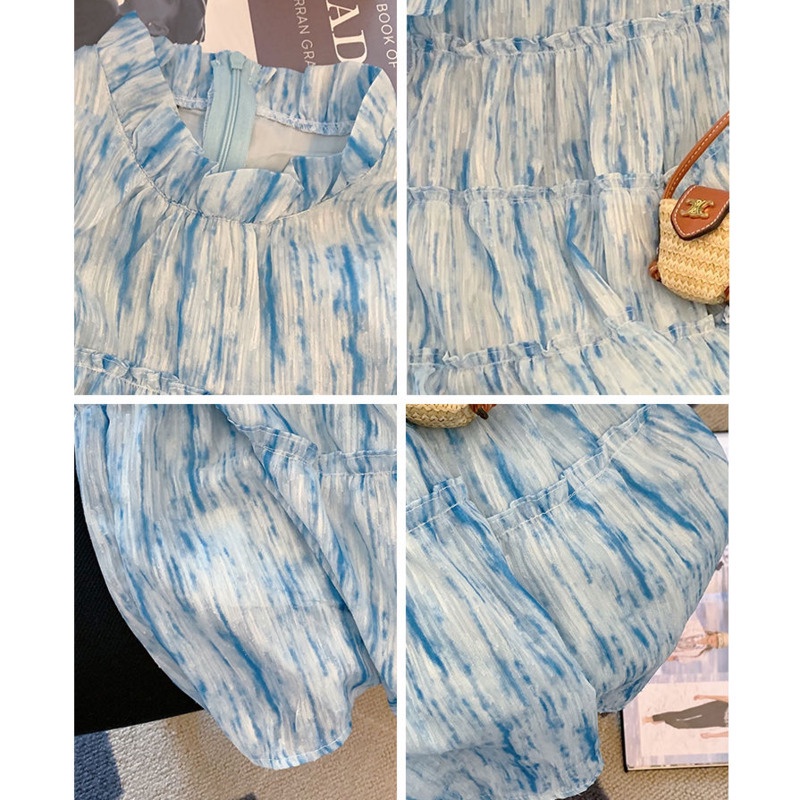 Đầm Voan Mỏng Không Tay Màu Xanh Dương Phong Cách Sang Trọng Thanh Lịch Thời Trang Mùa Hè Hàng Mới Cho Nữ