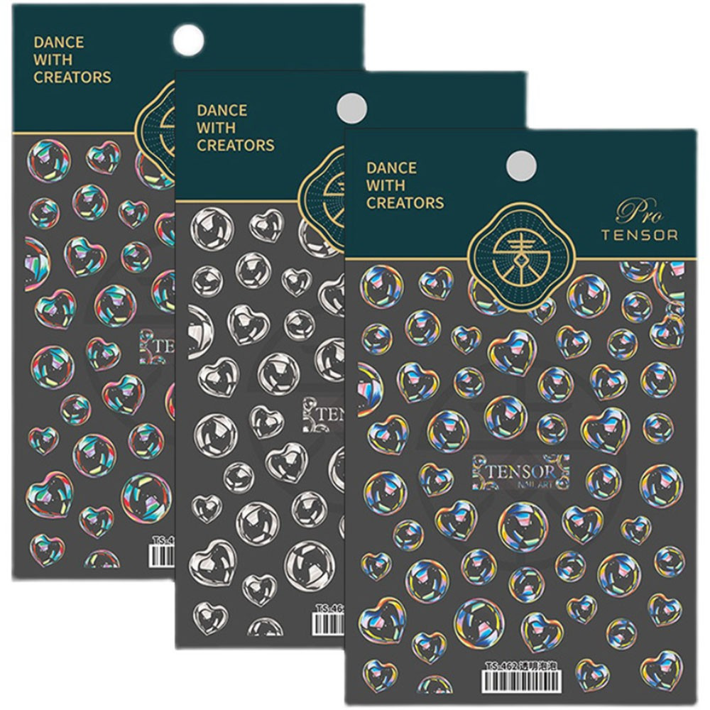 [Hàng mới về] Miếng dán trang trí móng tay hình trái tim/ bong bóng trong suốt 5d DiY